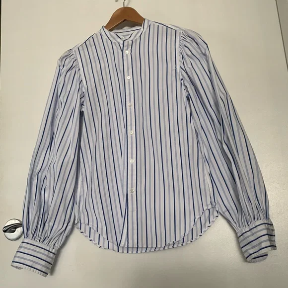 Women Polo Ralph Lauren Cotton striped shirt with Buffon sleeves size 2 - Picture 2 of 7